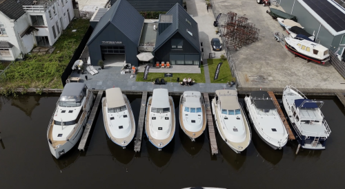 Vogelvlucht over de werf en jachten van Thomasz Yachts!